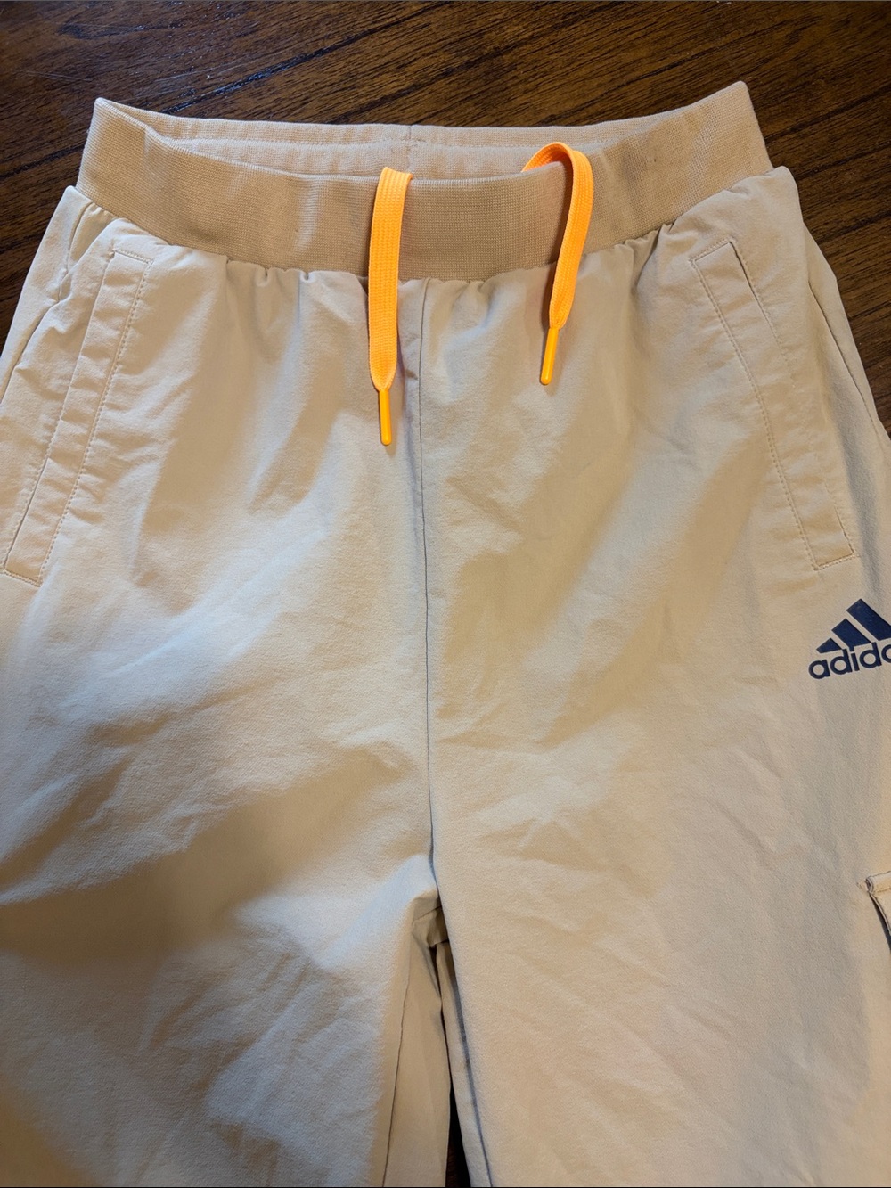 adidas Kids Tan Jogger Track Pants with White Stripes - Picture 4 of 4